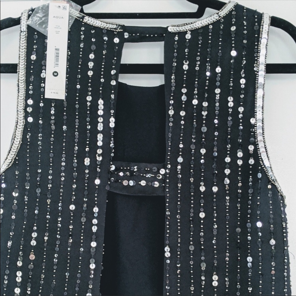 NWT Aqua sequin top Bloomingdales
